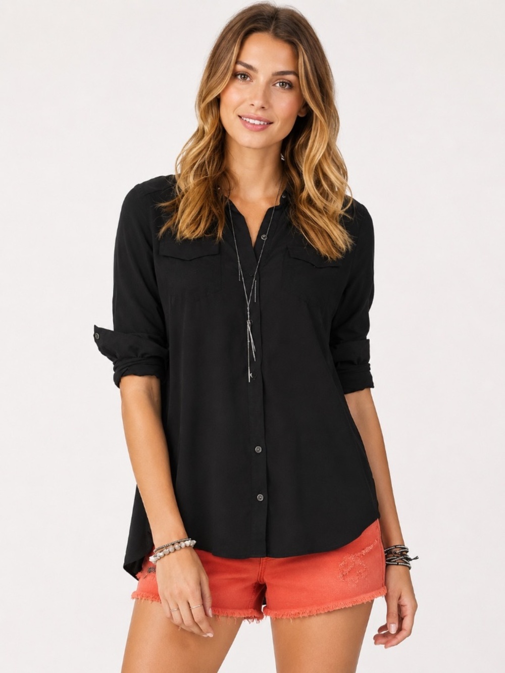 True Religion NWT Silk Georgia Relaxed Shirt Luxe Casual Boho Chic Women Size M